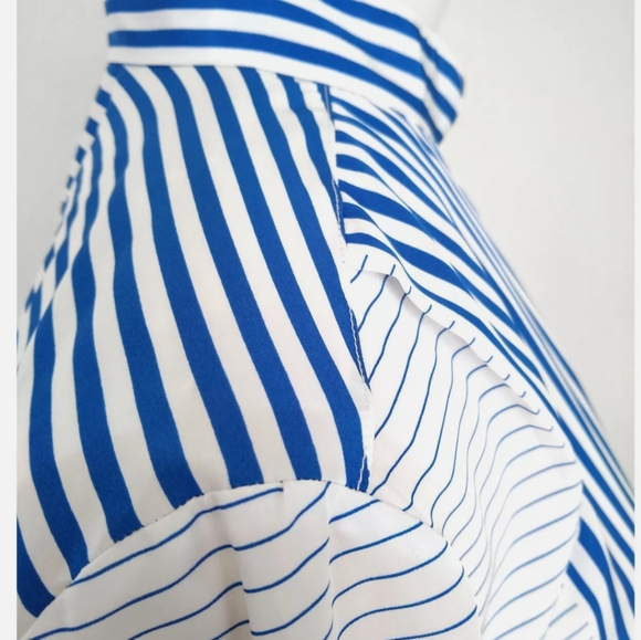 VTG 1 East Custom Collection Nautical Striped Long Sleeve Blouse Union Label 18 - Picture 4 of 10